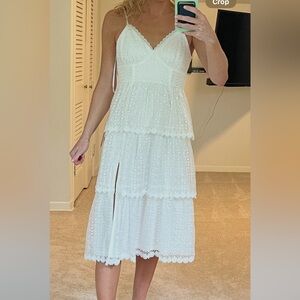 Lulu's White Lace Midi Skirt